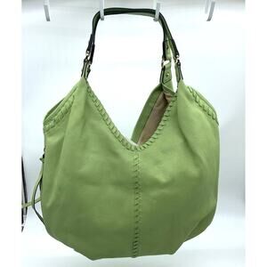 LODIS Womens Handbag Large Whipstitch Leather Tote - Lacey Pear Green Purse